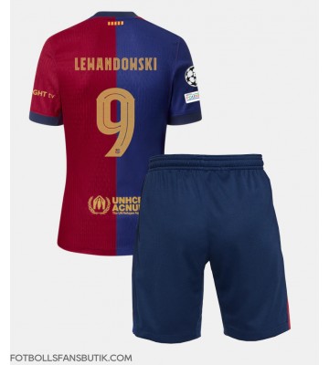 Barcelona Robert Lewandowski #9 Replika Hemmatröja Barn 2024-25 Kortärmad (+ Korta byxor)